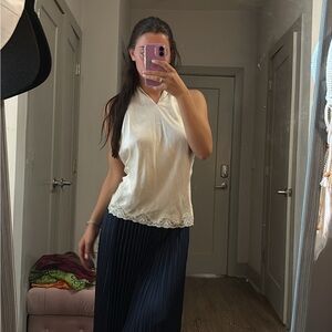 Laundry By Shelli Segal Cream Asymmetrical Sleeveless Blouse